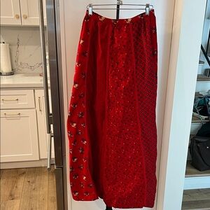 Century Boston 70’s maxi skirt patchwork velvet Chic Red Floral sz 10